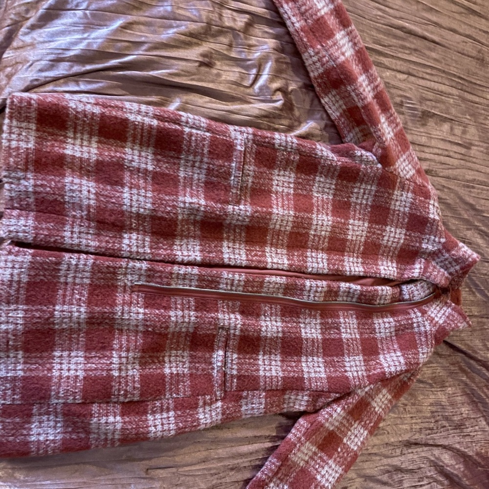 Pink plaid pea coat